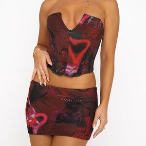 White Fox Strapless Top and Skirt Set